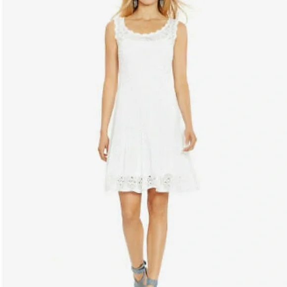 Polo Ralph Lauren white cotton crochet dress